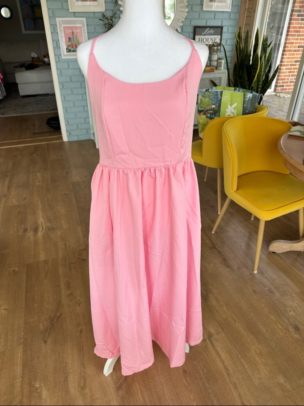 Amazon Pink Midi Dress Womens Sleeveless